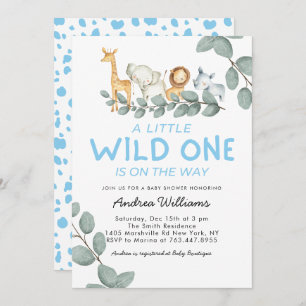 Wild One Zoo Animaux Garçon Baby shower Invitation