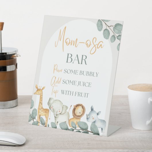 Wild One Zoo Thema Baby shower Pedestal Sign Reclamebord Met Voetstuk (Insitu)