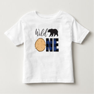 Wild One Zwart Beer Blauw Plaid 1e Verjaardag Kinder Shirts