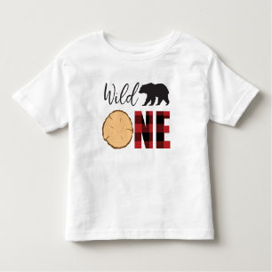 Wild One Zwart Beer Rood Plaid 1e Verjaardag Kinder Shirts