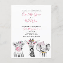 Wild One Zwart Wit Roze Meisje Verjaardagsfeest