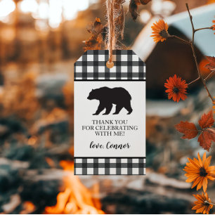 Wild One Zwarte Beer zwart Buffalo Plaid Bedankt Cadeaulabel