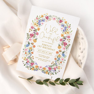 Wild & ONEderful Spring Wildflower 1e verjaardag Kaart