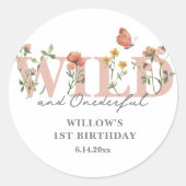 Wild & Onederful Wildflower 1e Verjaardag Sticker (Voorkant)