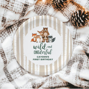 Wild Onederful Woodland Animal First Birthday Papieren Bordje