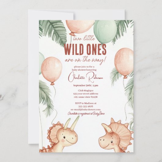 Wild Ones en Tweeling Baby shower Kaart (Voorkant)