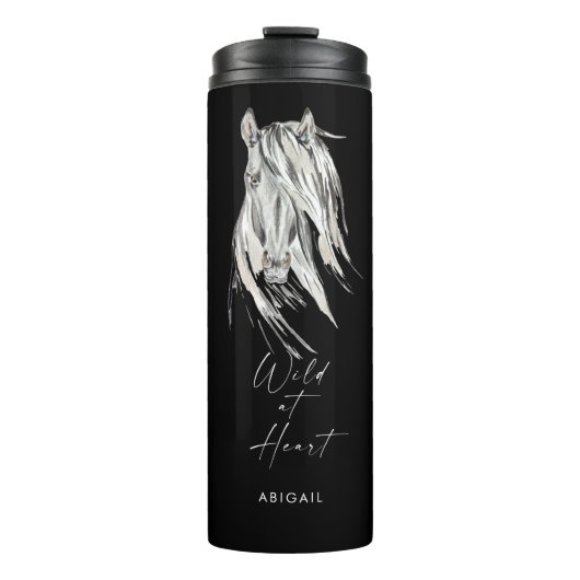 Wild op Heart Custom Name Black Thermosbeker (Voorkant)