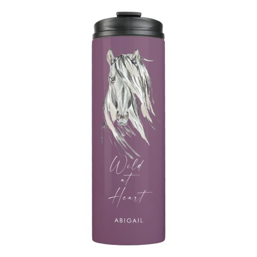 Wild op Lila Heart Custom Name Thermosbeker (Voorkant)