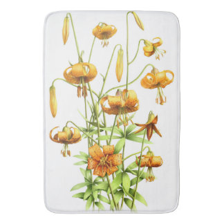 Wild Orange Tiger Lilies Botanical Art Badmat