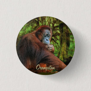 Wild Orangutan & Oerwoud Primate Art Button