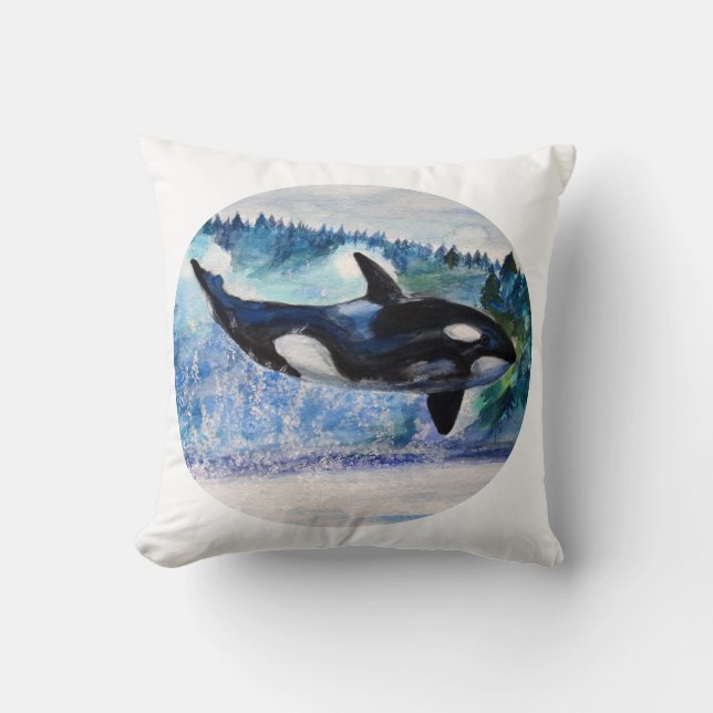 Wild Orca Art Gooi Kussen (Voorkant)