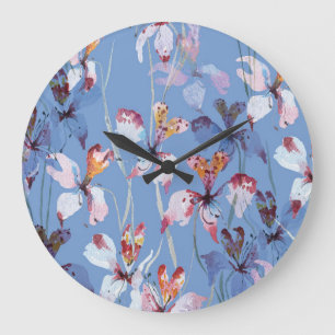 Wild Orchid Elegance: Waterverf Luxury Grote Klok