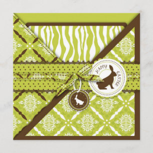 Wild Over Bunnies Invitation Square Kaart