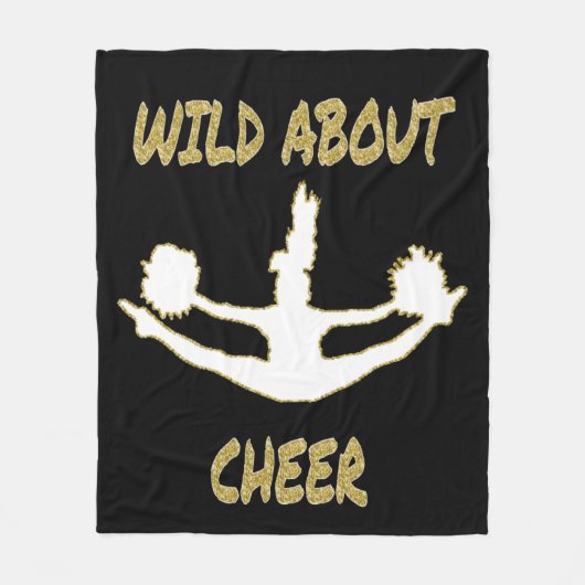 Wild over Cheer Black, White, Gold Fleece Blanket (Voorkant)