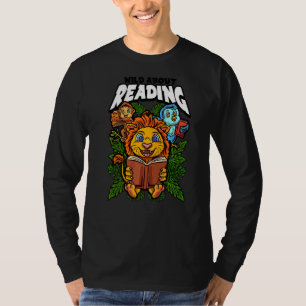 Wild over het lezen van boeken Lezen is een kaartj T-shirt