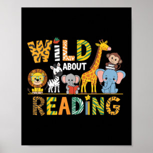 Wild over het lezen van Kind Love Wild Animal Boek Poster