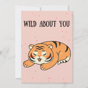 Wild Over Jou cartoon Tijger Valentijnsdag   Feestdagenkaart