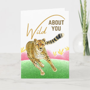 Wild over jou Cheetah Spring Meadow Valentijn Kaart