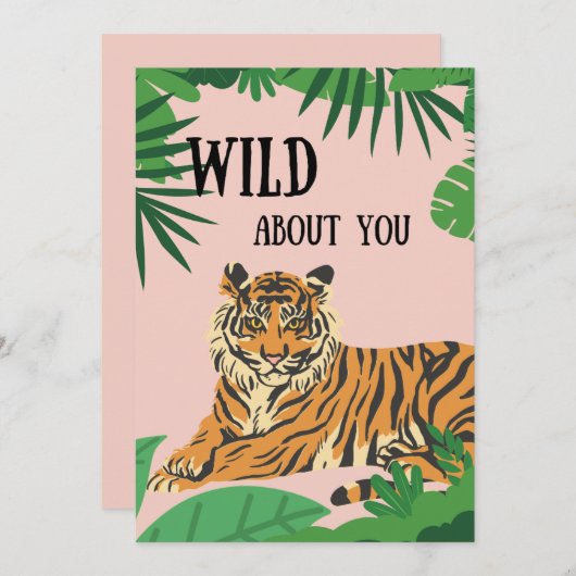 Wild over jou jungle Tijger Valentijnsdag Feestdagenkaart (Voorkant / Achterkant)