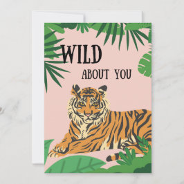 Wild over jou jungle Tijger Valentijnsdag Feestdagenkaart