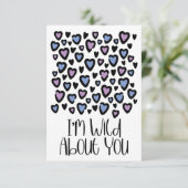 Wild over jou Paarse harten Valentijns Kaart (Staand voorkant)