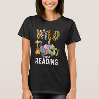 Wild over lezen, boeken lezen en bladwijzer t-shirt