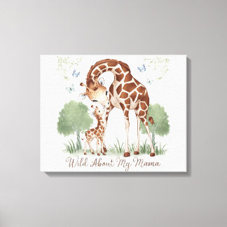 Wild Over Mijn Mama Giraffe Waterverf Kwekerij Kun Canvas Afdruk