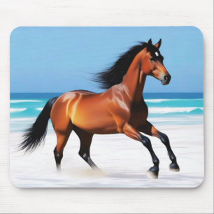 Wild Paard Galloping op een strand Muismat