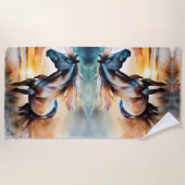 Wild Paard op grasduin bij zonsondergang Strandlaken (Voorkant)