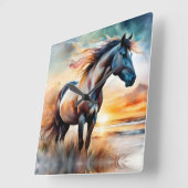 Wild Paard op grasduin bij zonsondergang Vierkante Klok (Hoek)