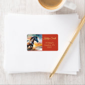 Wild Paard op het strand *personaliseer* Etiket (Insitu)