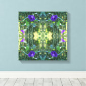 Wild Paarse Morning Glory Flowers Abstract Canvas Afdruk (Insitu (Houten vloer))