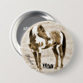 Wild Paint Horse Stallion Picasso Button (Voorkant /achterkant)