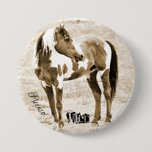 Wild Paint Horse Stallion Picasso Button (Voorkant)