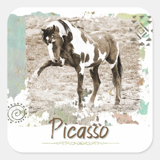 Wild Paint Paard Picasso Grote Foto Sticker (Voorkant)