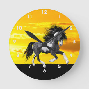 Wild Paint Paard Wandklok Ronde Klok