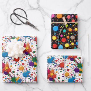 Wild Paint Splatter Inpakpapier Vel