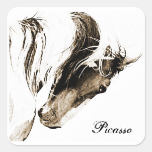 Wild Paint Stallion Picasso Westerne paardensticke Vierkante Sticker