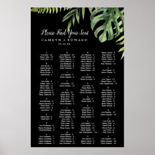 Wild Palm   Black Alphabetical Seating Chart Poster