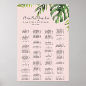 Wild Palm Blush Alfabetical Seating Chart Poster (Voorkant)