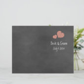 Wild Peach Rose Chalkboard Fold Wedding Programme (Debout devant)