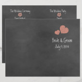 Wild Peach Rose Chalkboard Fold Wedding Programme (Devant / Derrière)