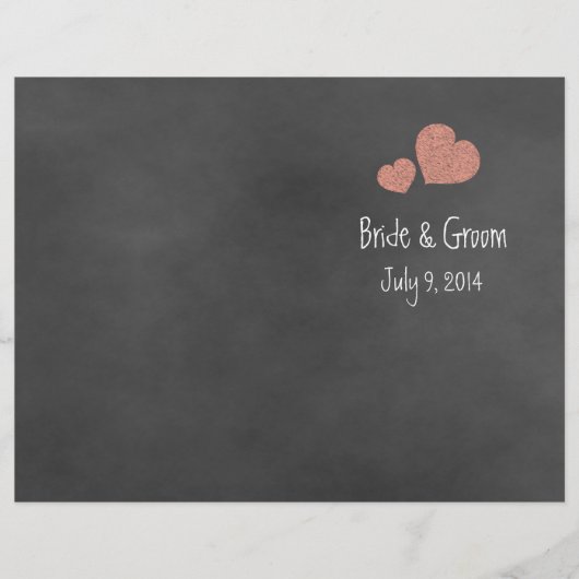 Wild Peach Rozen Chalkboard Folded Wedding Program (Voorkant)