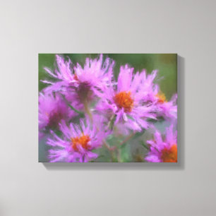 Wild Pink Asters Flower Art Canvas Afdruk