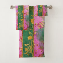 Wild Pink Grunge Damask - Badhanddoek Set