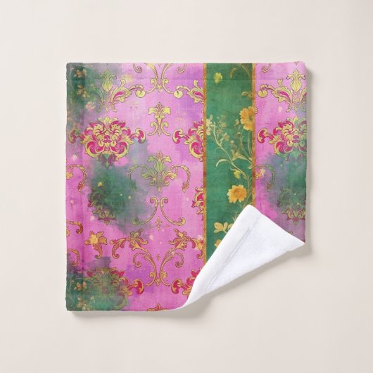 Wild Pink Grunge Damask - Badhanddoek Set Bad Handdoek (Wasdoekje)
