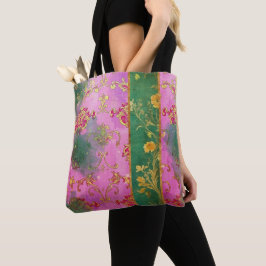 Wild Pink Grunge Damask - Canvas tas