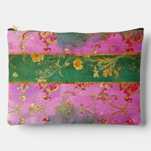 Wild Pink Grunge Damask - Cosmetische tas (Voorkant)