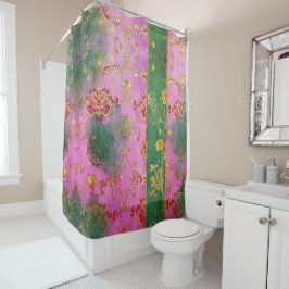 Wild Pink Grunge Damask - Douchegordijn