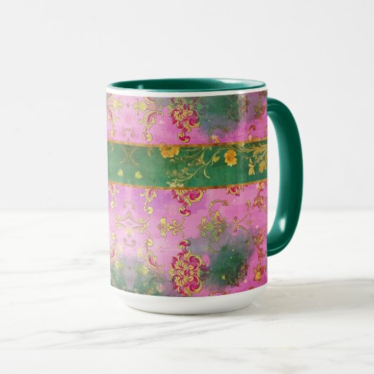 Wild Pink Grunge Damask - Mok, Beker Mok (Voorkant rechts)